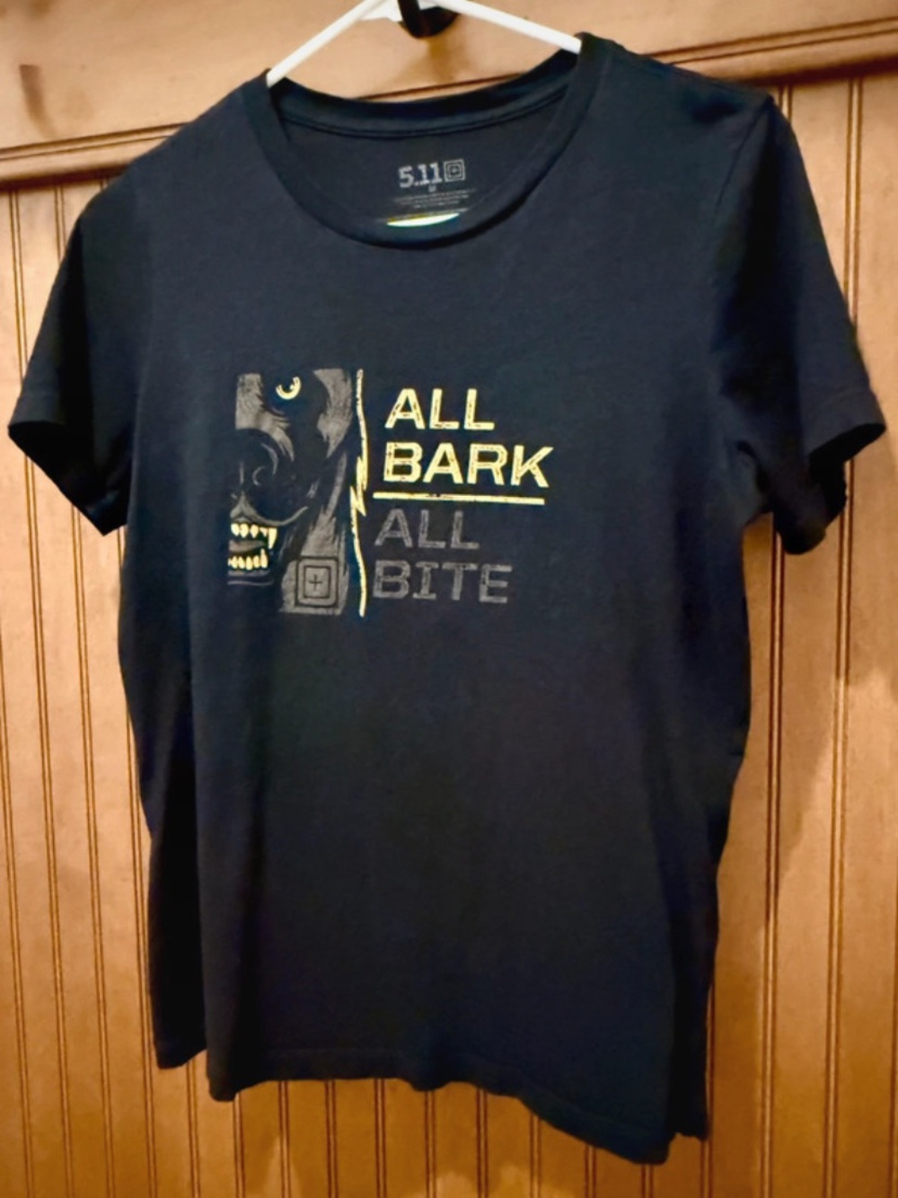 5.11 Tactical Black Crew Neck Tee with All Bark All Bite Logo